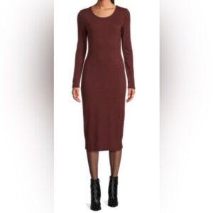 Marine Layer Lexi Rib Midi Dress in Chocolate
